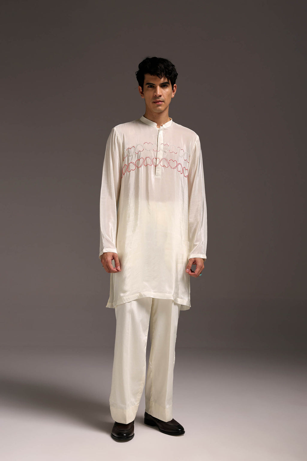 Heart Line - Hand Embroidered Designer Kurta