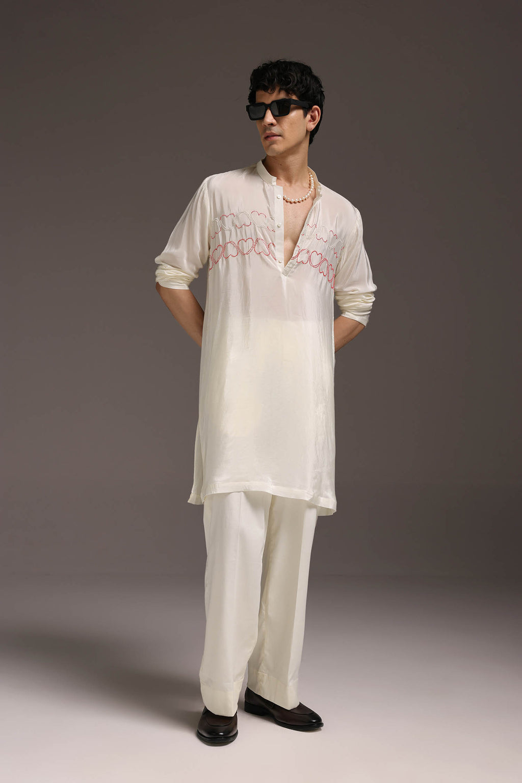 Heart Line - Hand Embroidered Designer Kurta