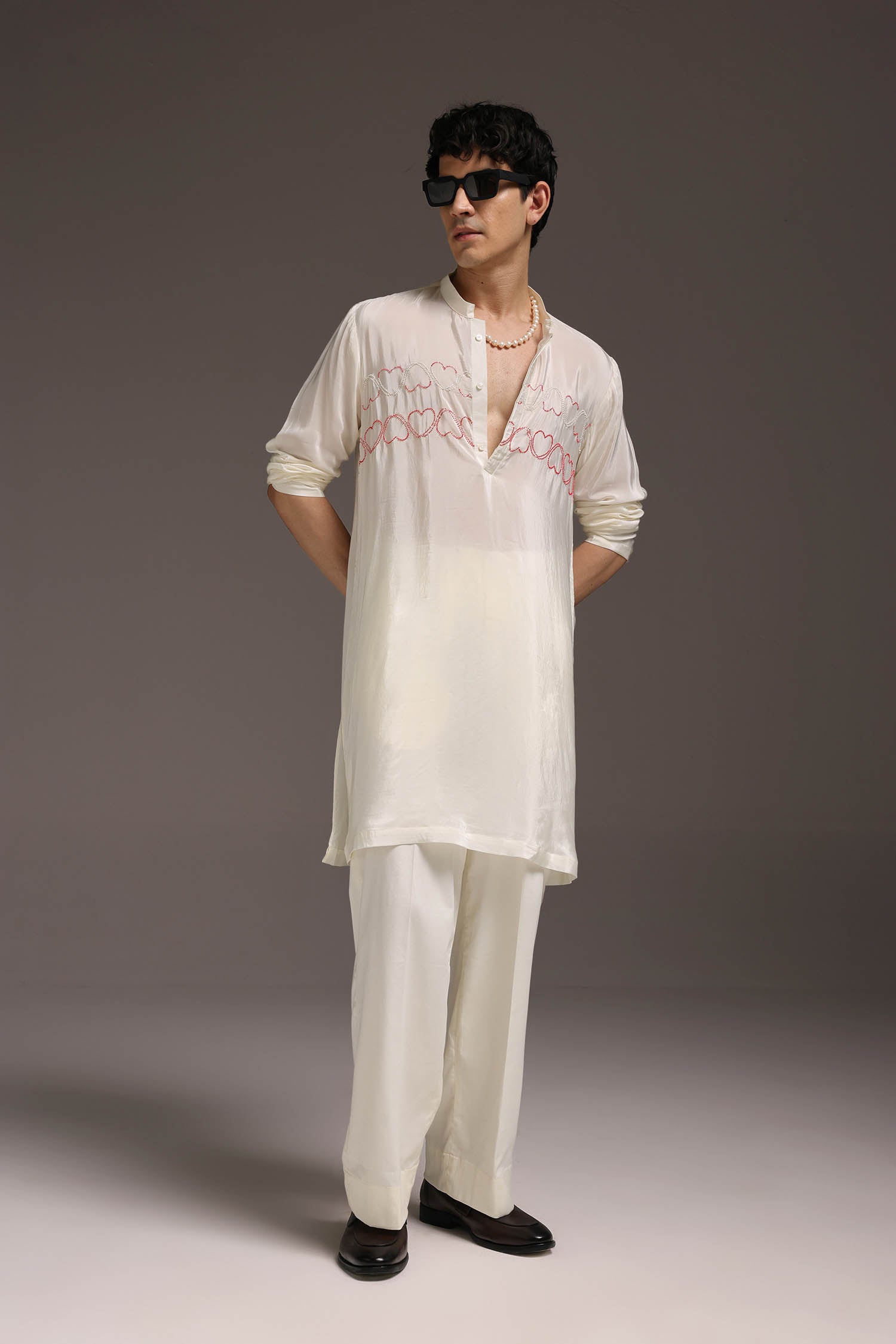 Heart Line - Hand Embroidered Designer Kurta