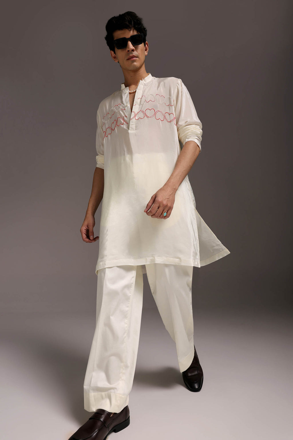 Heart Line - Hand Embroidered Designer Kurta