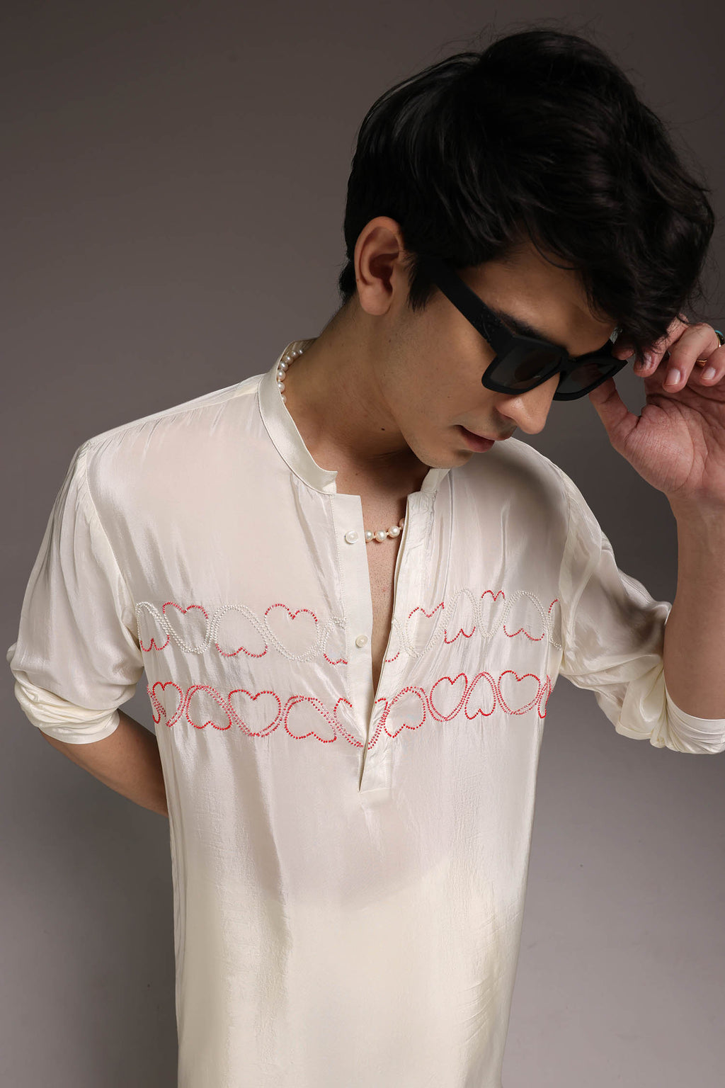 Heart Line - Hand Embroidered Designer Kurta
