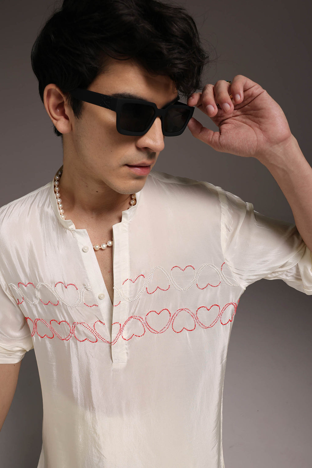 Heart Line - Hand Embroidered Designer Kurta