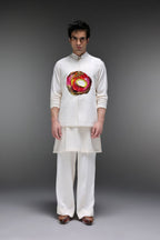 Spectrum - Hand Embroidered Designer Bundi With Kurta - Ivory