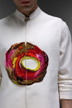 Spectrum - Hand Embroidered Designer Bundi With Kurta - Ivory