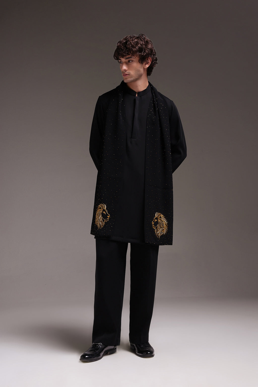 Lion - Hand Embroidered Designer Shawl