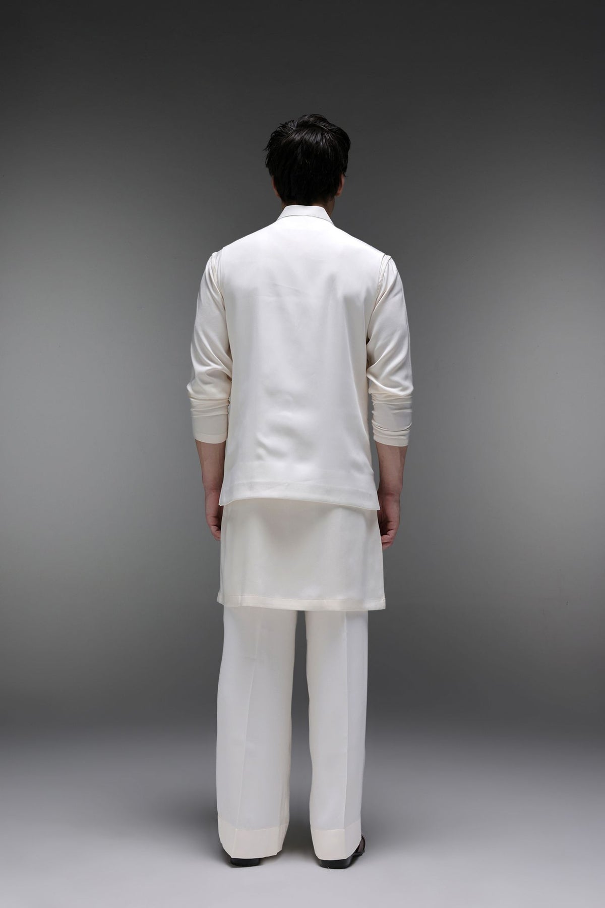 Spring - Hand Embroidered Designer Bundi With Kurta - Ivory