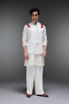 Spring - Hand Embroidered Designer Bundi With Kurta - Ivory