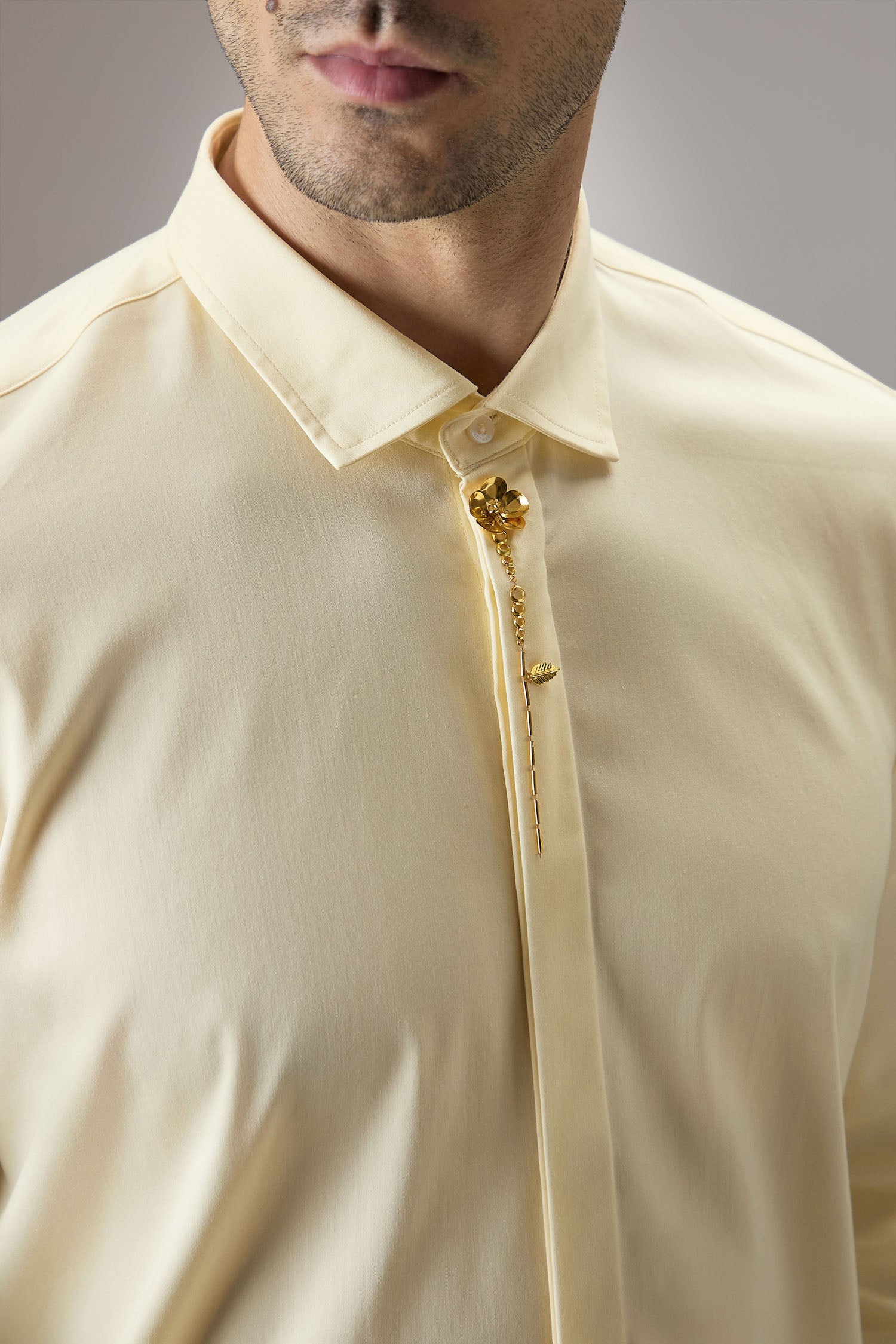 Floret- Hand Embroidered Designer Shirt - ivory