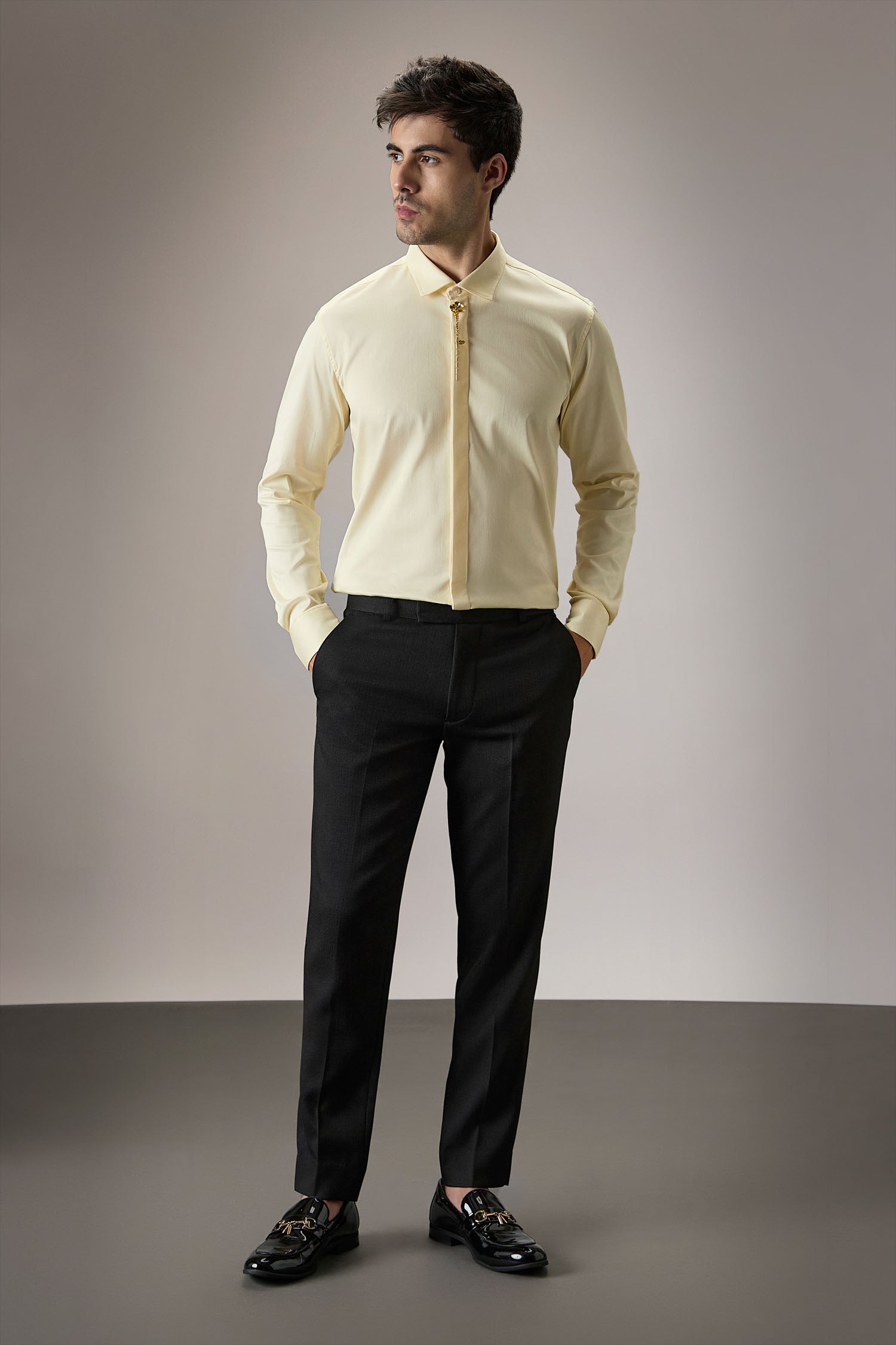 Floret- Hand Embroidered Designer Shirt - ivory