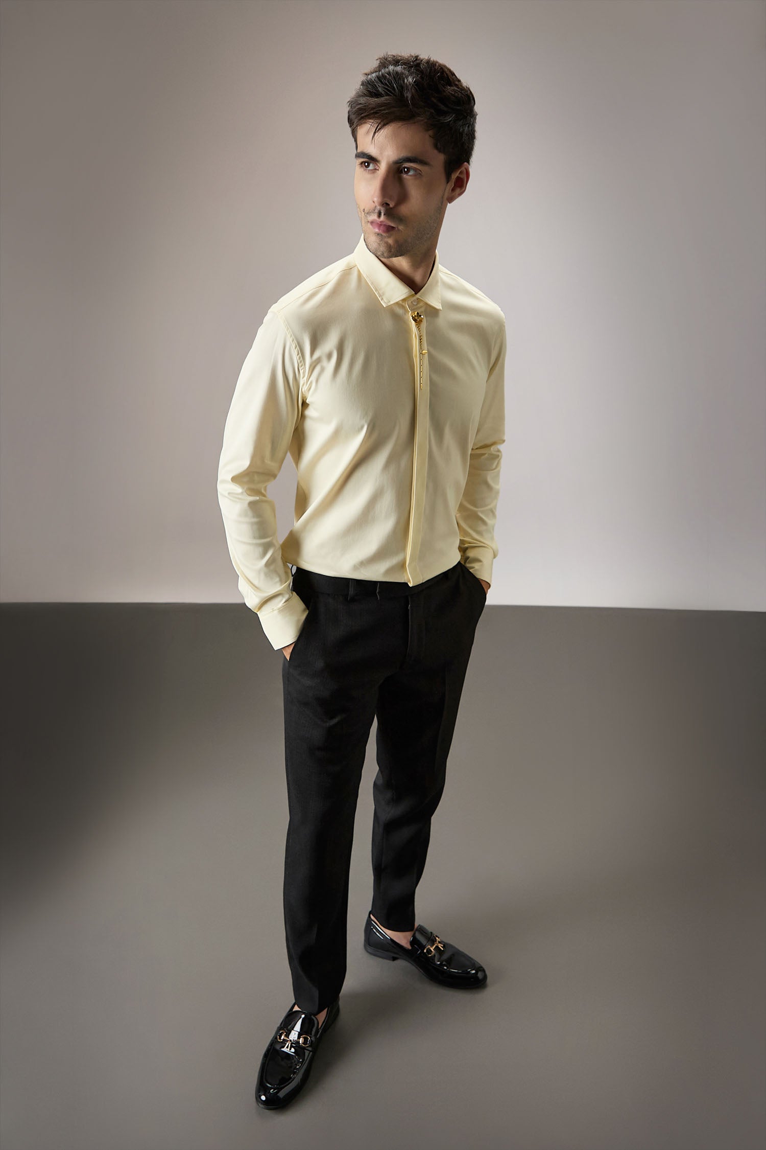 Floret- Hand Embroidered Designer Shirt - ivory