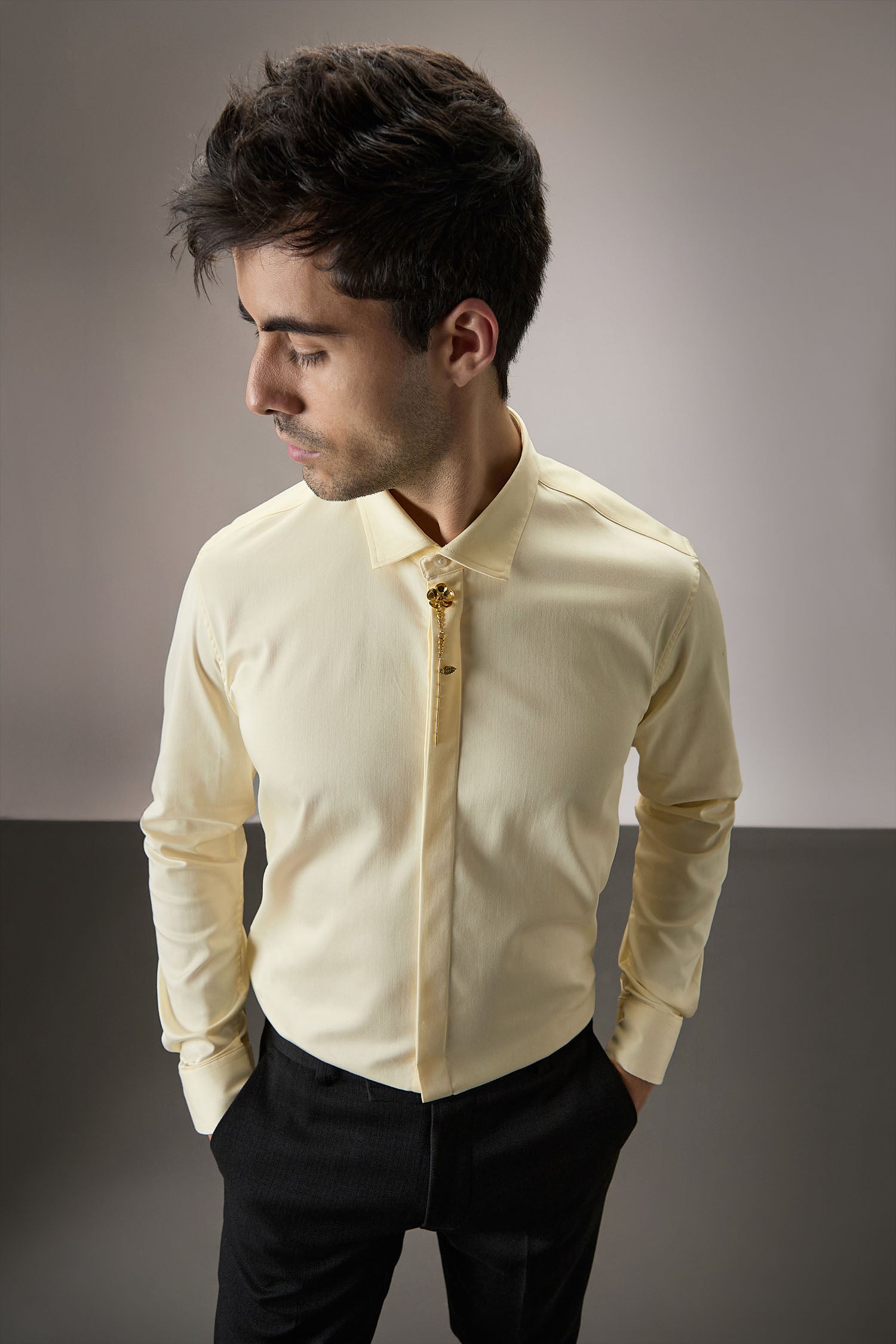 Floret- Hand Embroidered Designer Shirt - ivory
