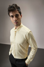 Floret- Hand Embroidered Designer Shirt - ivory
