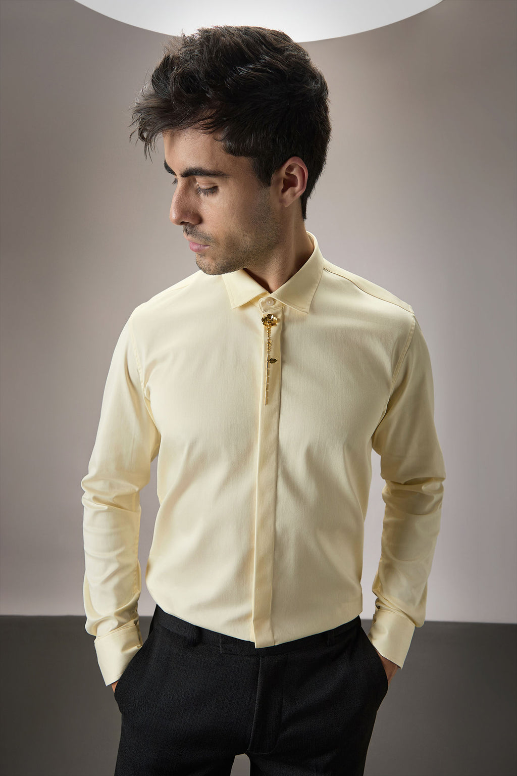 Floret- Hand Embroidered Designer Shirt - ivory