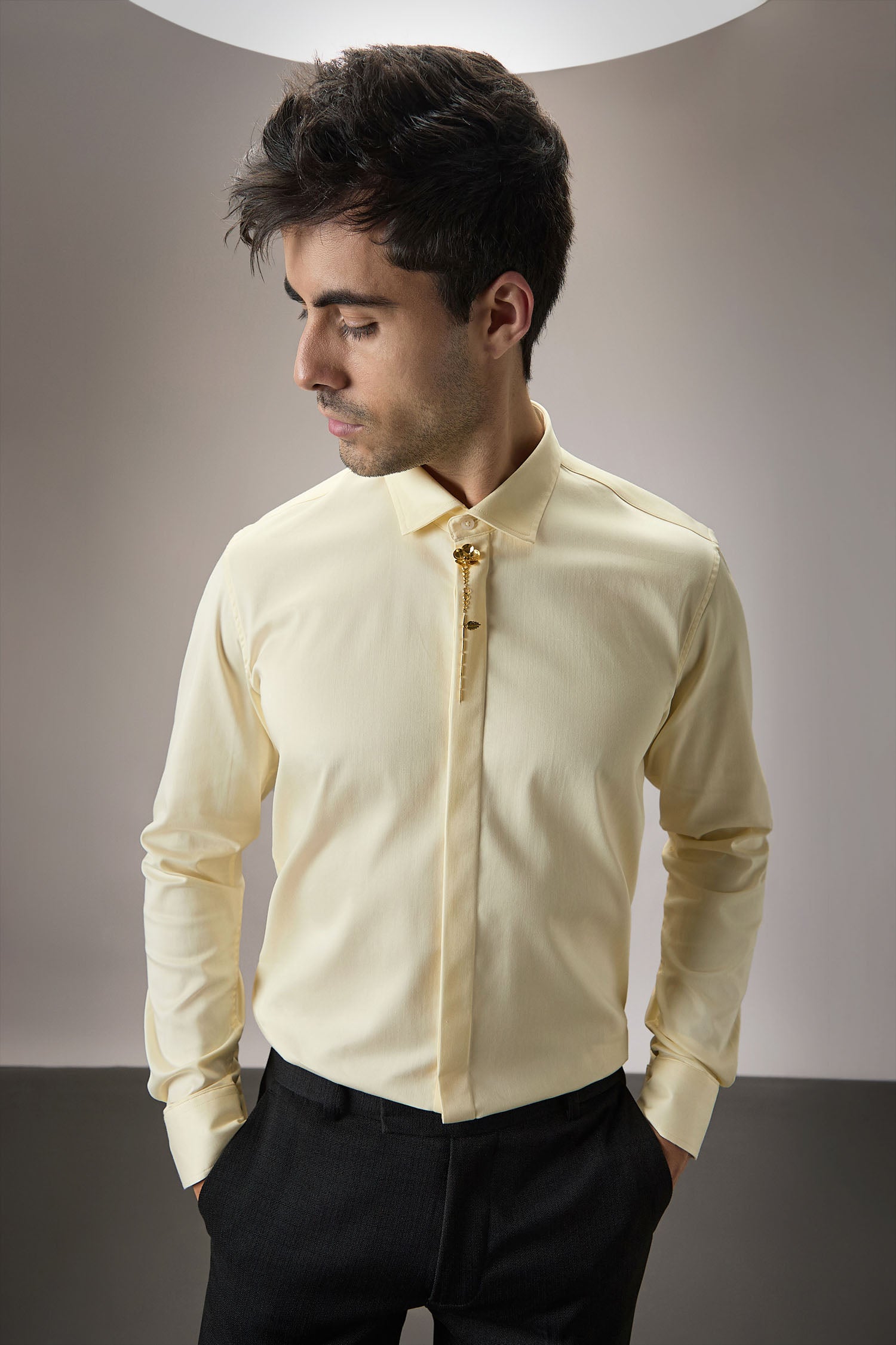 Floret- Hand Embroidered Designer Shirt - ivory
