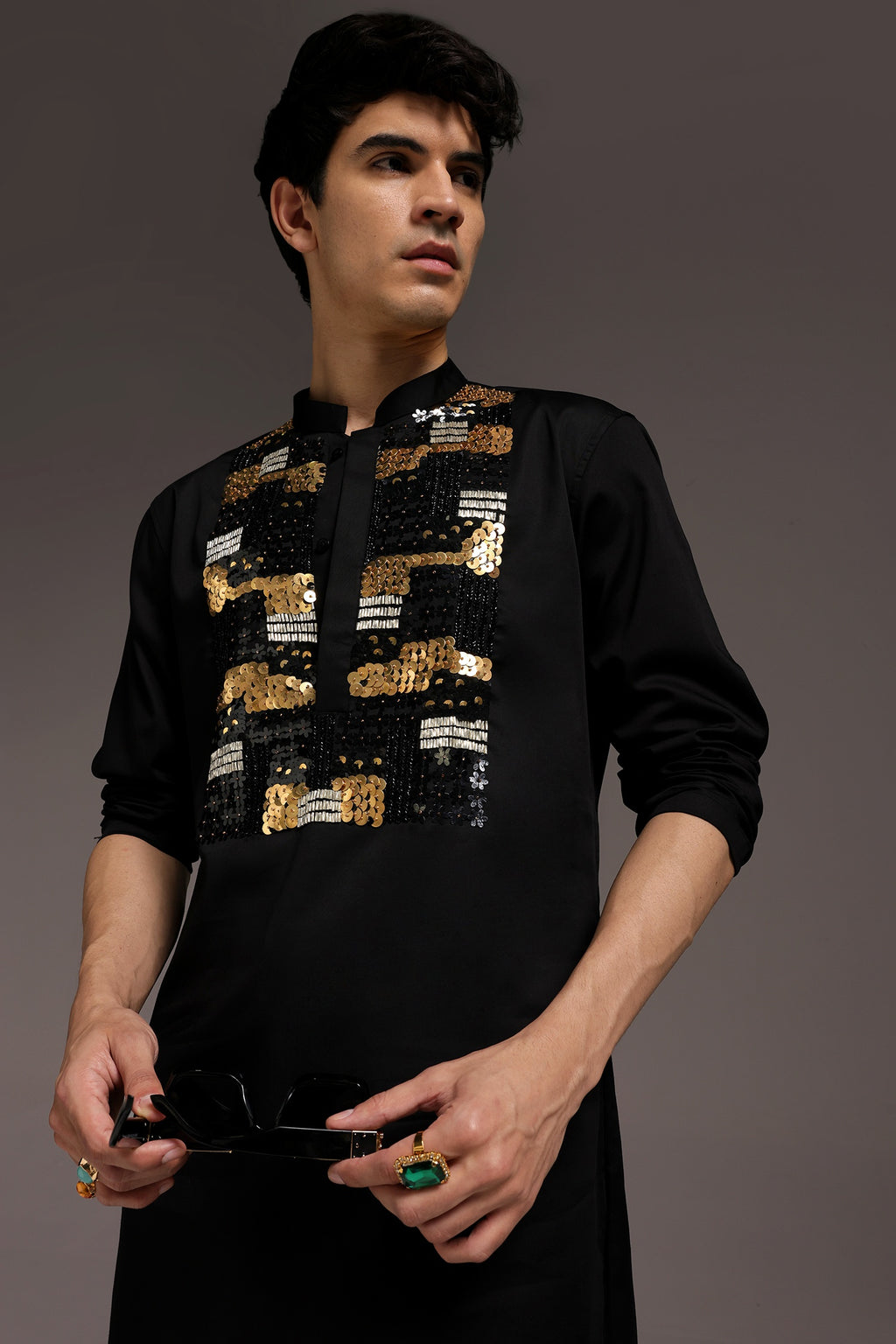 Starlit Patch - Hand Embroidered Designer Kurta