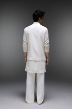 Spring - Hand Embroidered Designer Bundi With Kurta - Ivory