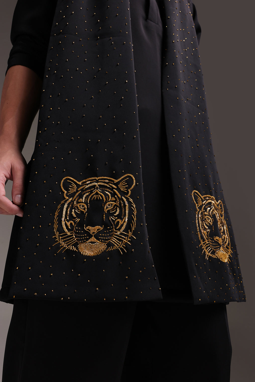 Tiger - Hand Embroidered Designer Shawl