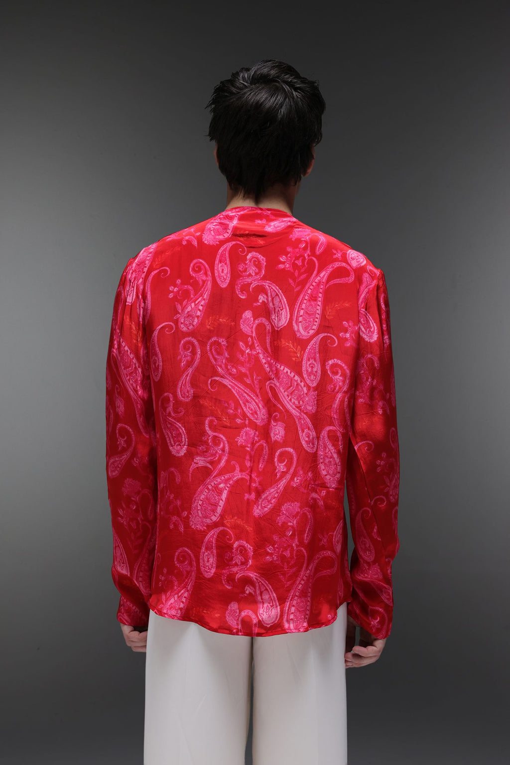 Crimson Dot (Pasiely) - Hand Embroidered Jacket And Shirt - Red