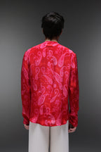 Crimson Dot (Pasiely) - Hand Embroidered Jacket And Shirt - Red