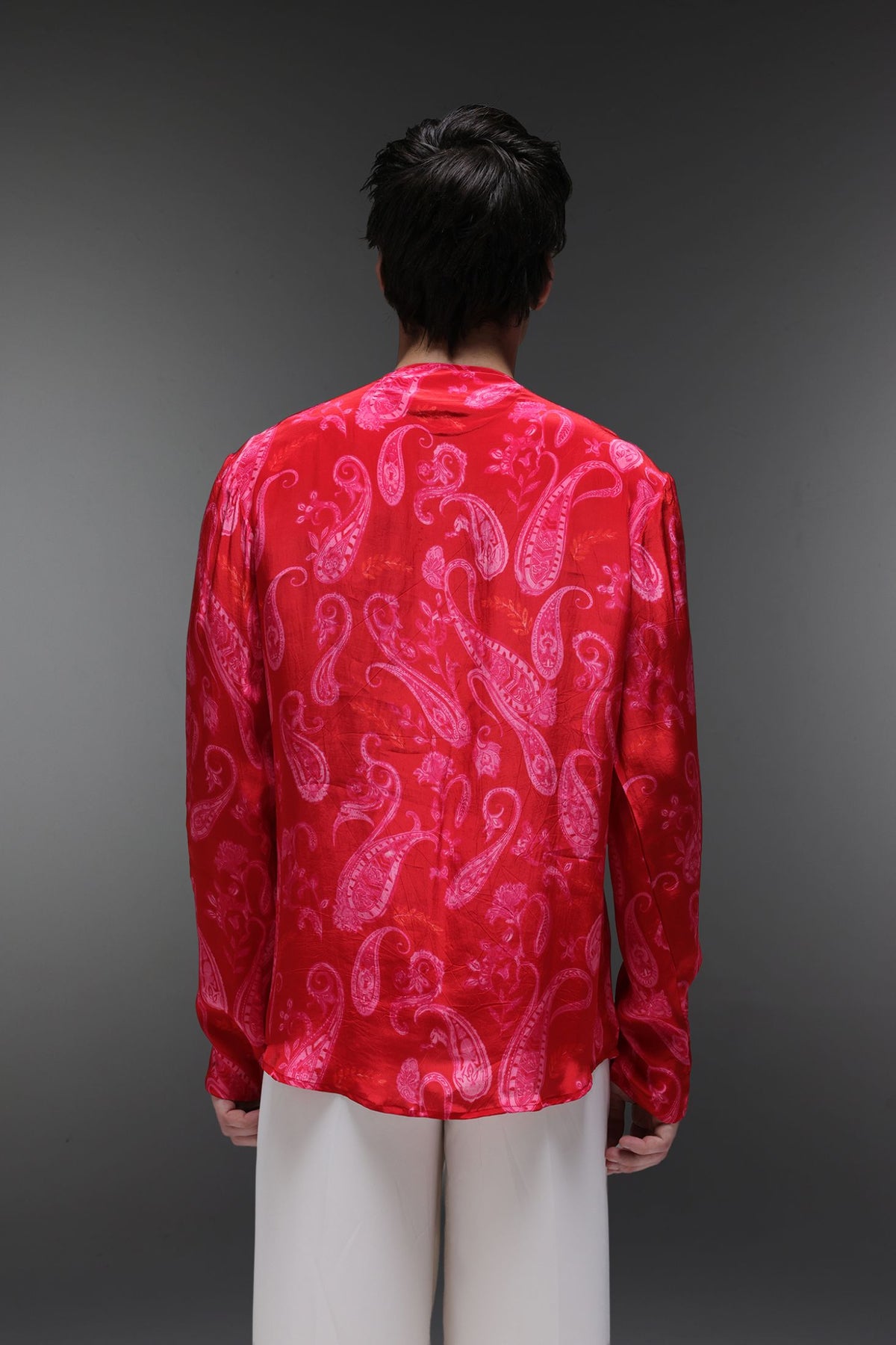 Crimson Dot (Pasiely) - Hand Embroidered Jacket And Shirt - Red