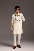 Swimming Tiger - Hand Embroidered Designer Kurta
