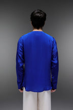Heron (Bird) - Hand Embroidered Jacket - Royal Blue