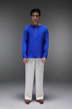 Heron (Bird) - Hand Embroidered Jacket - Royal Blue