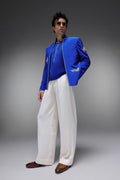 Heron (Bird) - Hand Embroidered Jacket - Royal Blue
