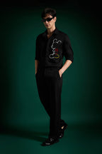 Big Mickey - Black Hand Embroidered Designer Shirt