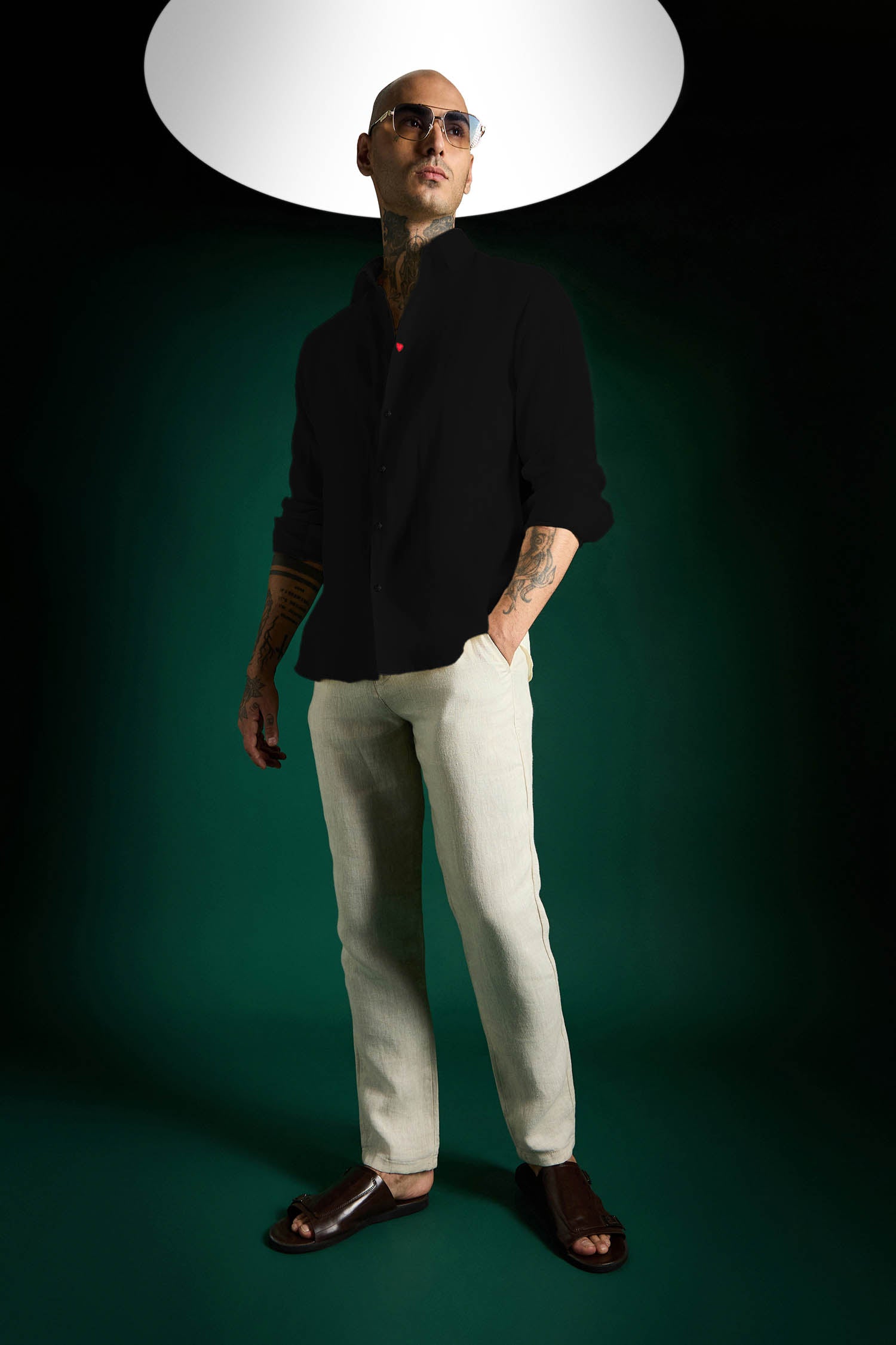 Heart Black Linen Shirt