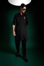 Desi Boy Hand Embroidered Designer Kurta - Black