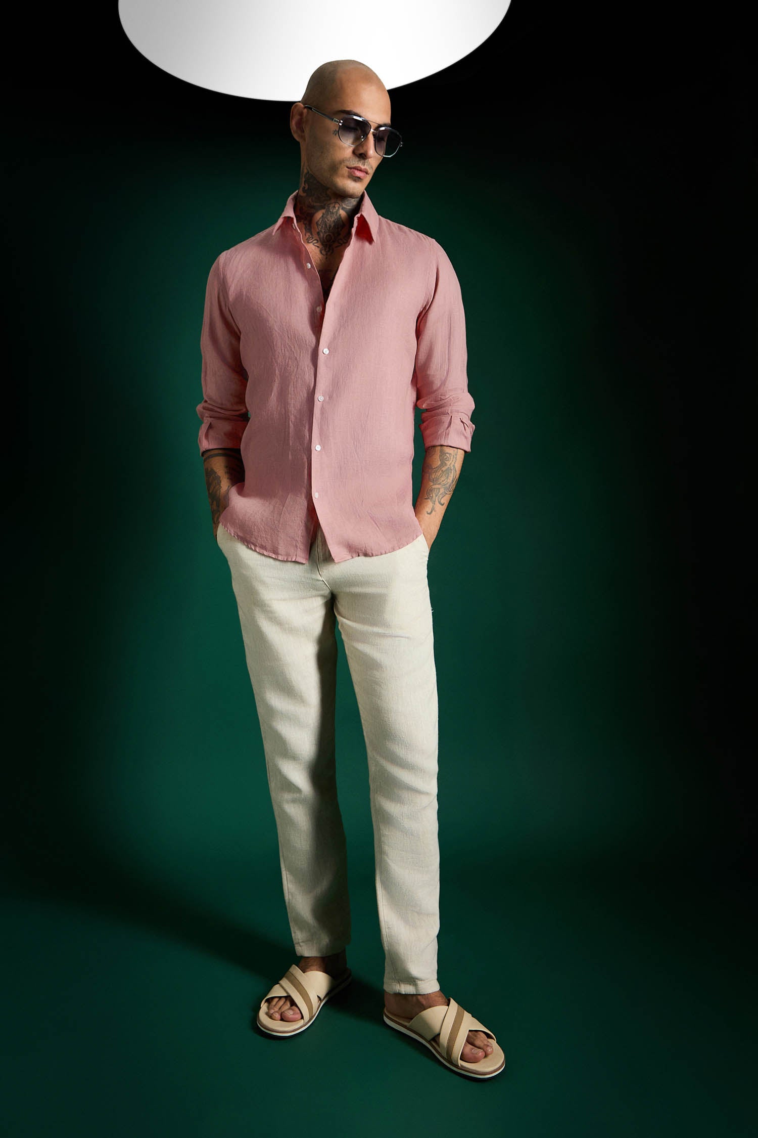 Irish Linen Shirt - Salmon Pink