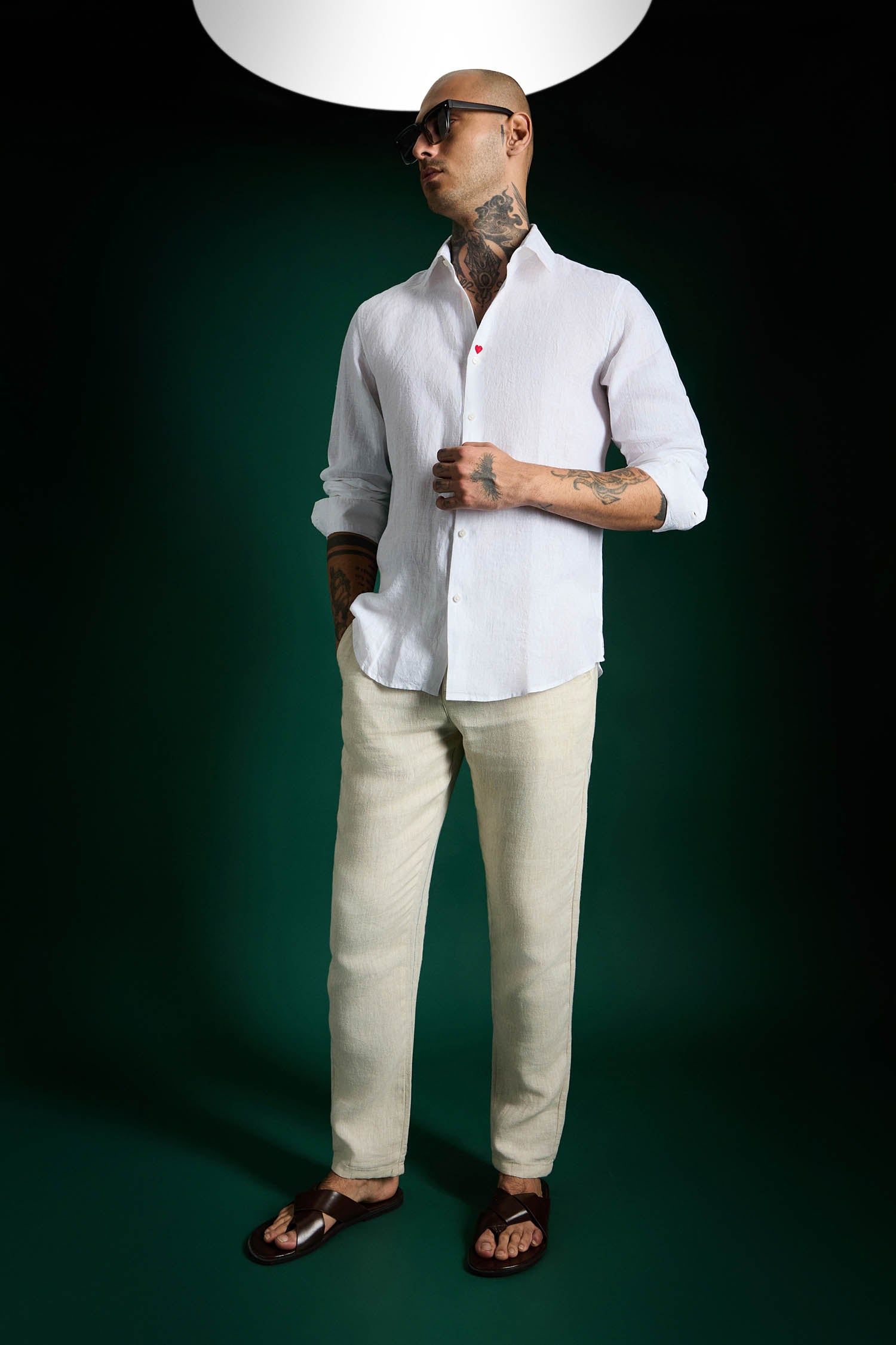 Heart Irish Linen Shirt - White