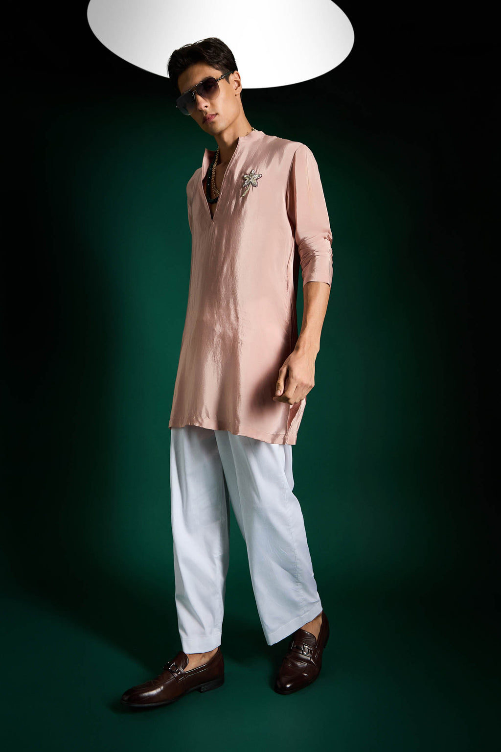 Lamina Hand Embroidered Designer Kurta - Dusky Pink