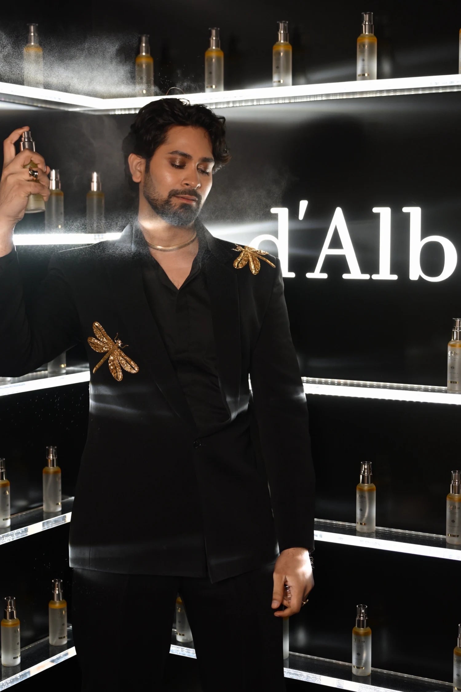 Dragonflies Hand Embroidered Tuxedo - Black