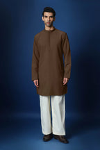 Feather (Wing) Hand Embroidered Bundi Set - Brown