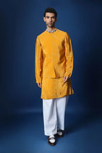 Mustard Doodle Flower Bandhani Bundi Set - Mustard