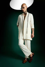 Brim- Hand Embroidered Designer Kurta Set - Ivory