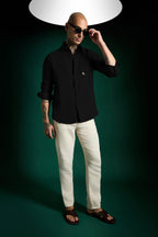 Bird Irish Linen Shirt - Black
