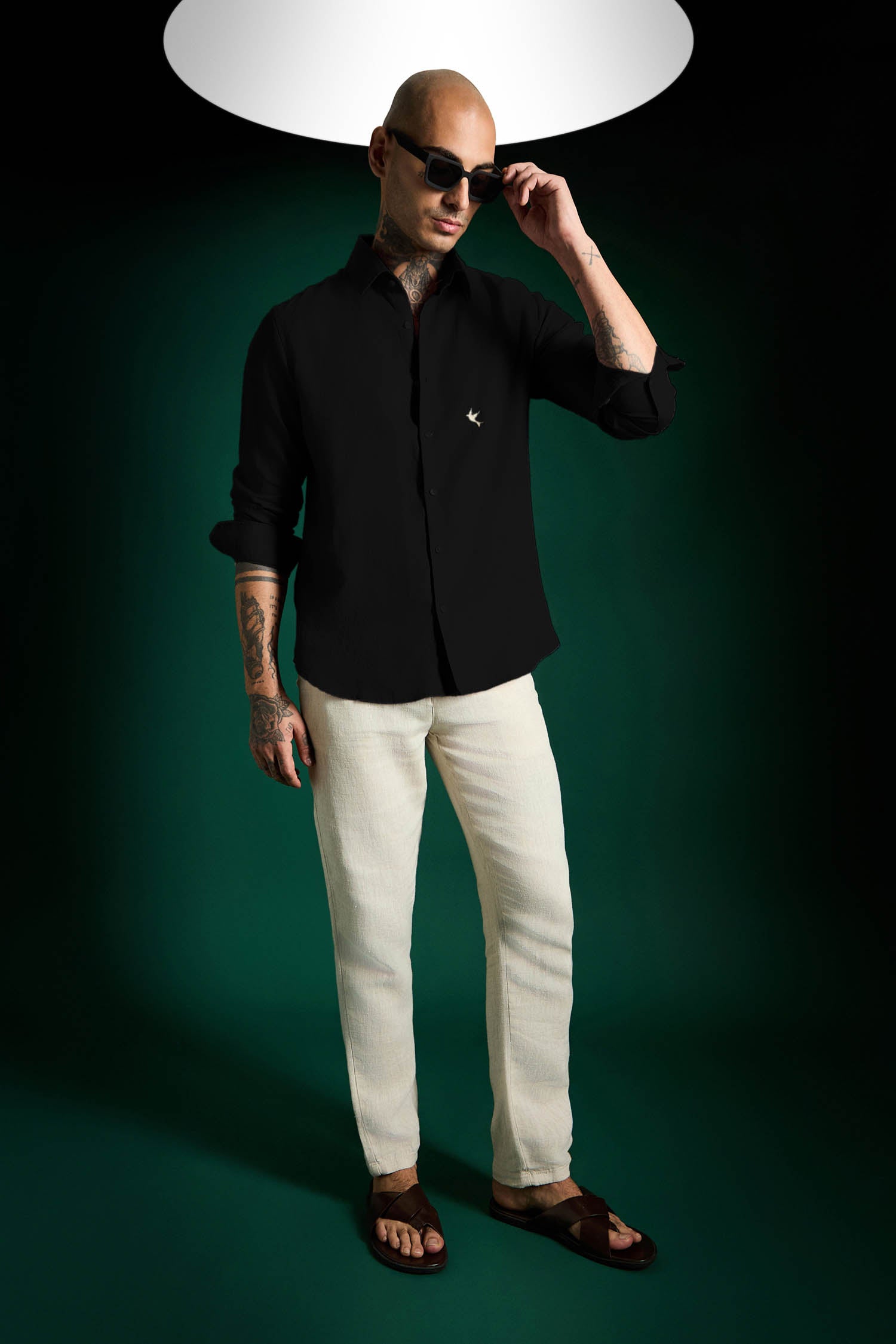 Bird Irish Linen Shirt - Black