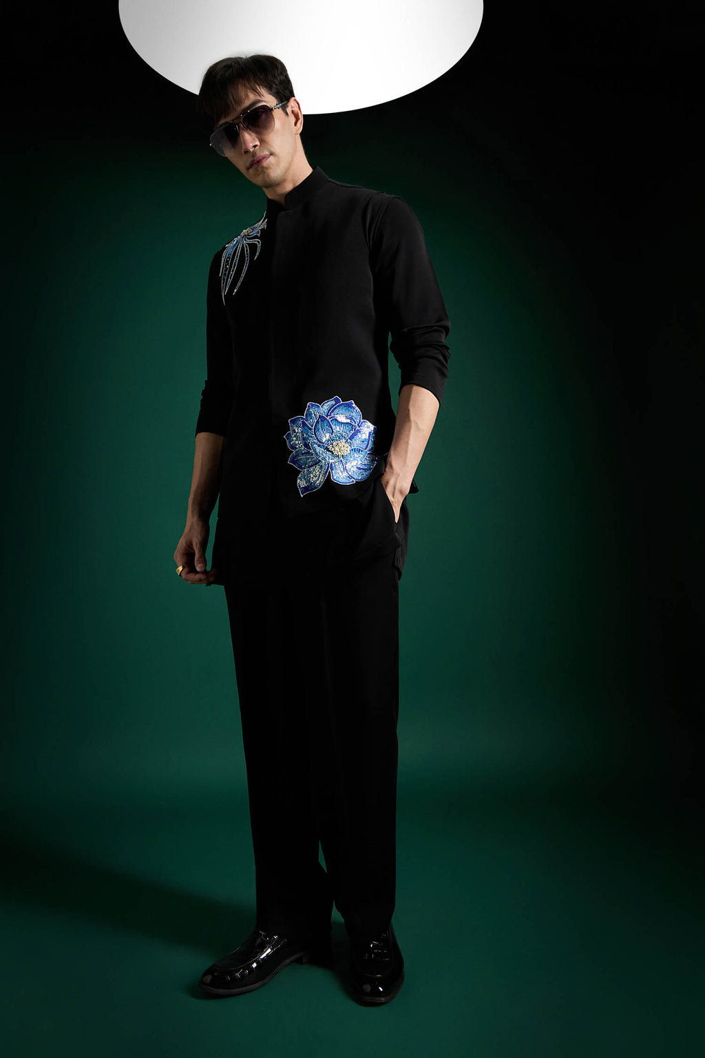 Aquatic Bloom - Hand Embroidered Designer Bundi