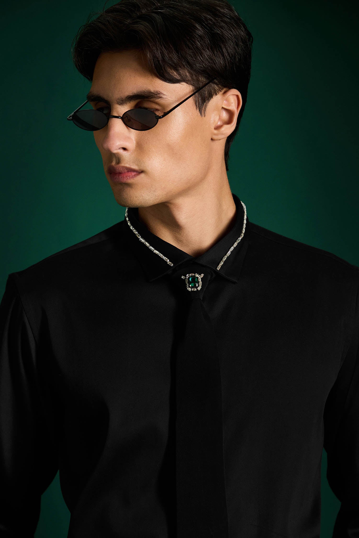 Jade - Hand Embroidered Designer Tie With Shirt