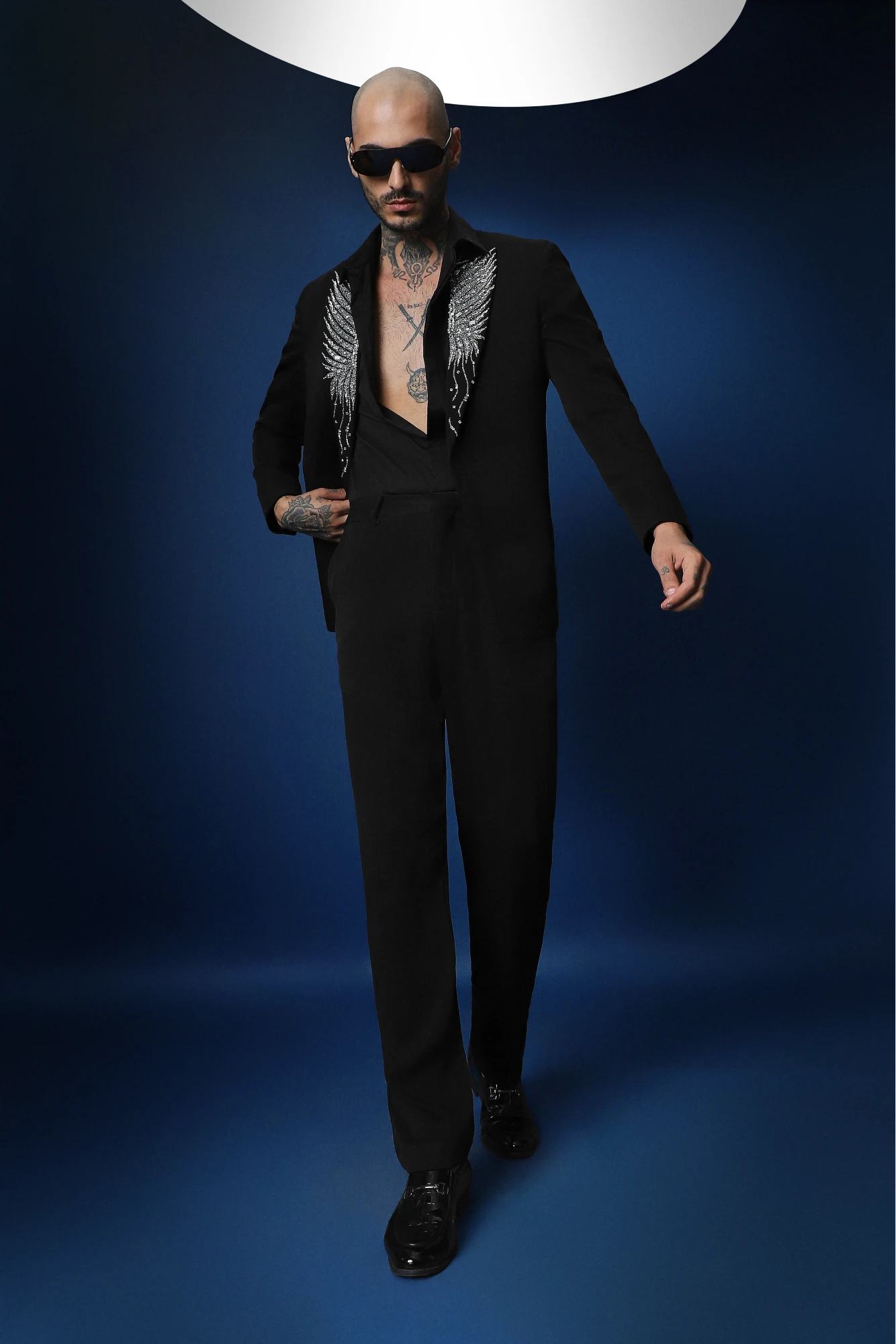 Avian Hand Embroidered Tuxedo - Black