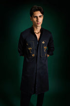 The King Hand Embroidered Designer Kurta - Navy