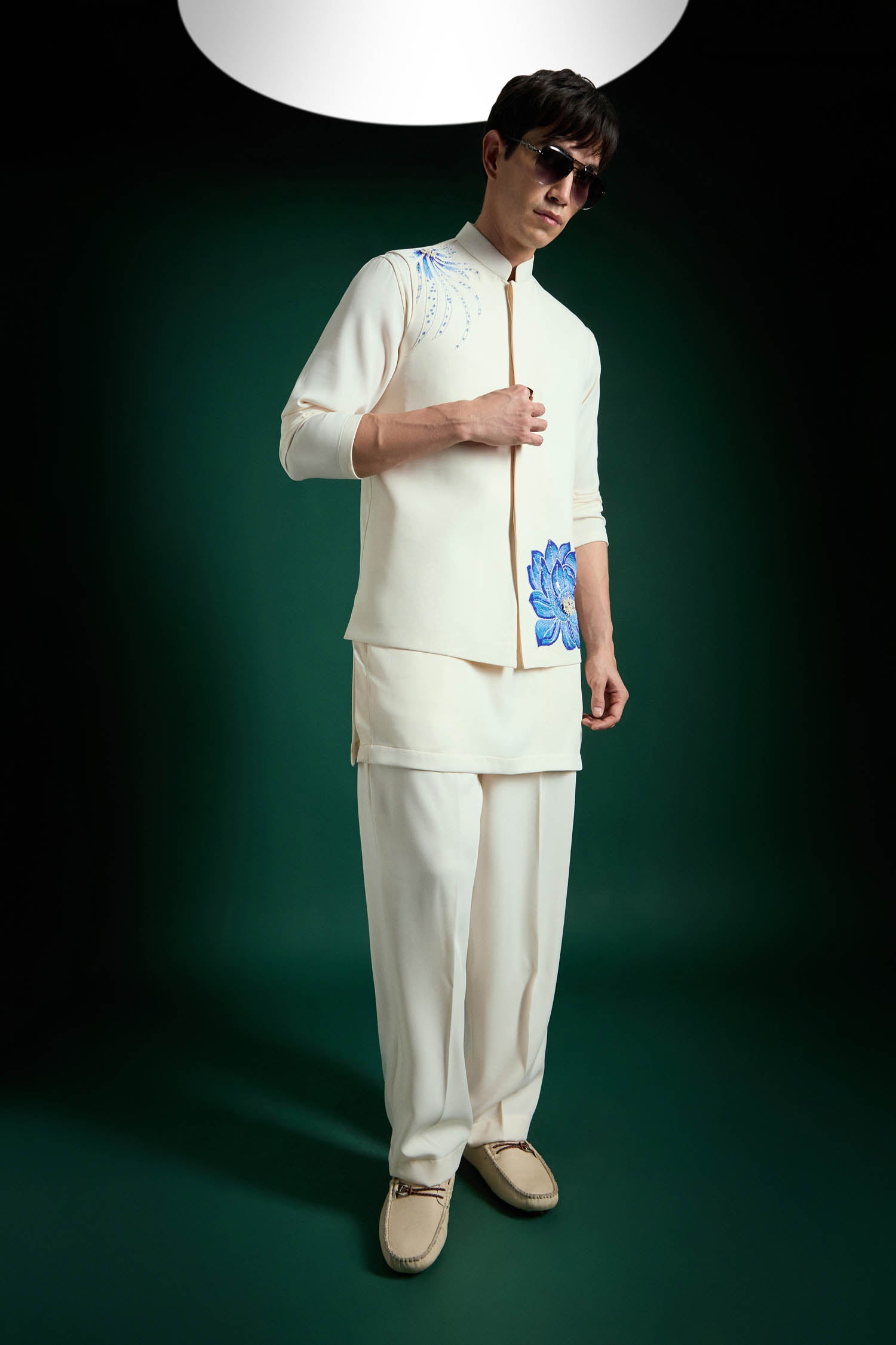 Aquatic Bloom(Flower) - Hand Embroidered Designer Bundi