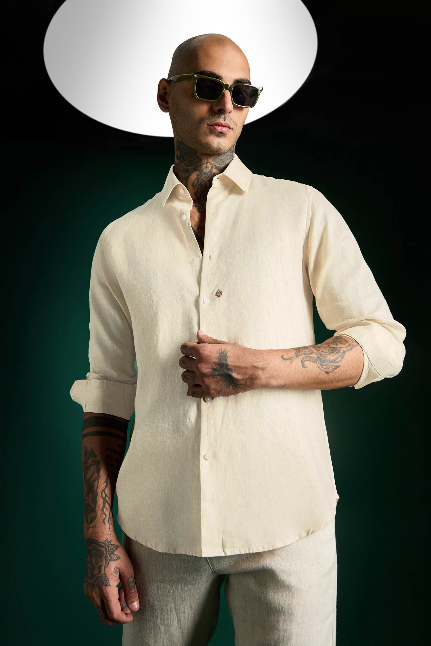 Ivory Spade Irish Linen Shirt - Ivory