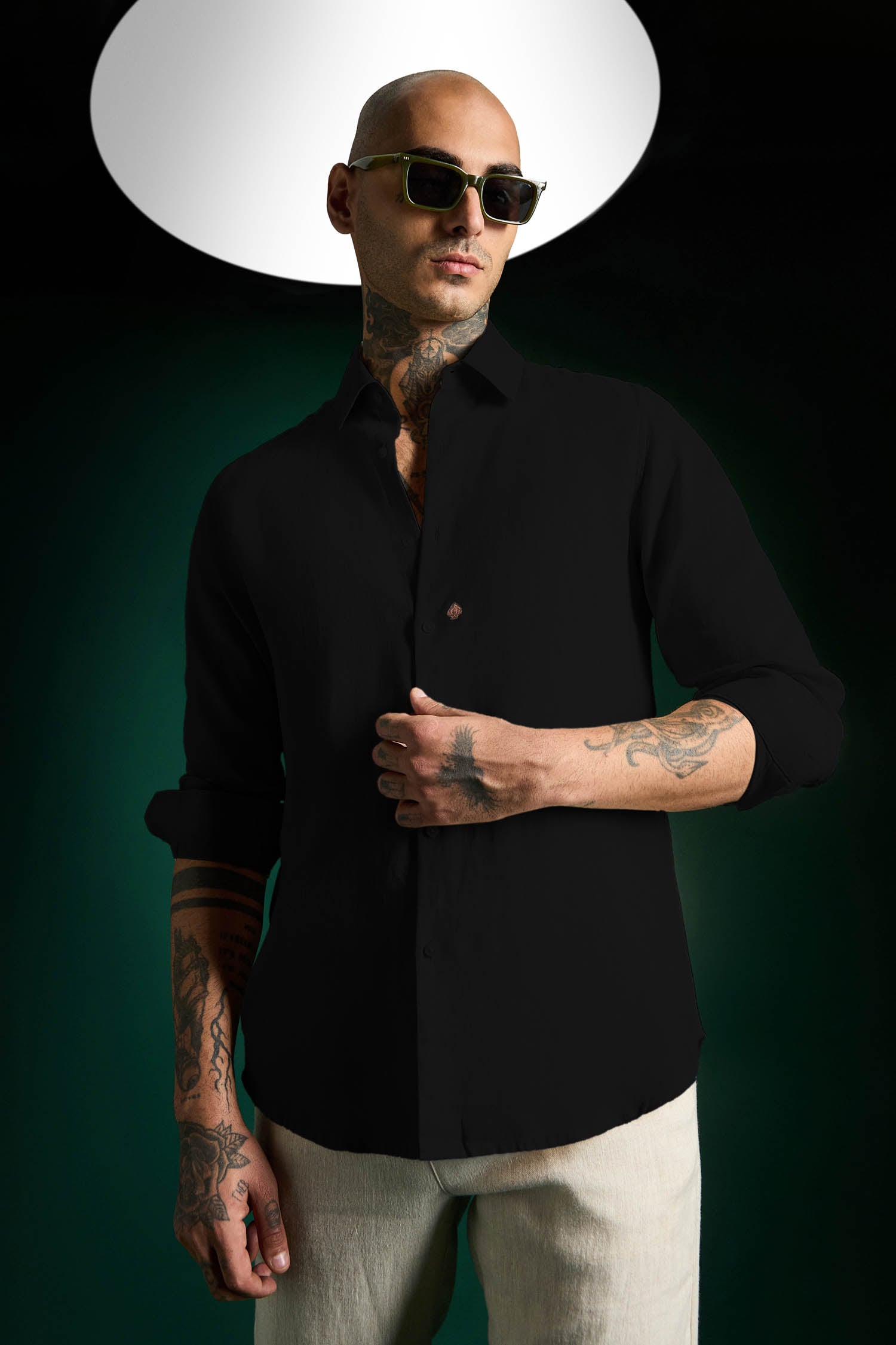 Brown Spade Irish Linen Shirt - Black