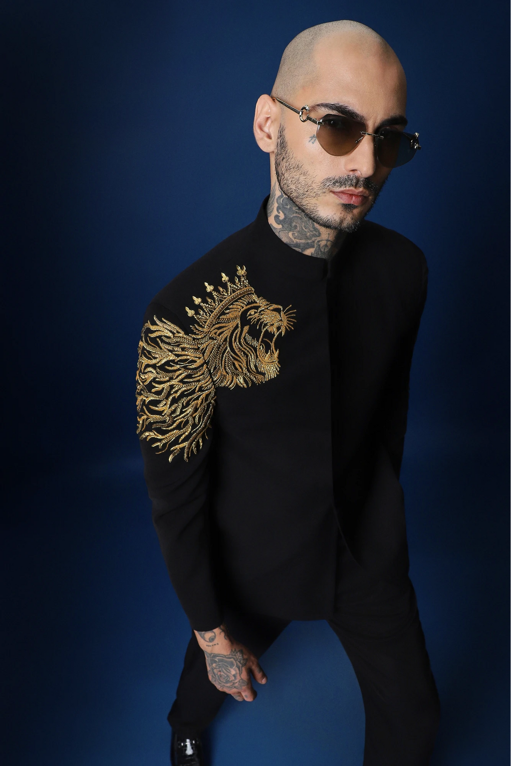 Narasimha Hand Embroidered Bandhgala - Black