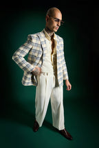 The Boardroom Plaid Blazer Ivory