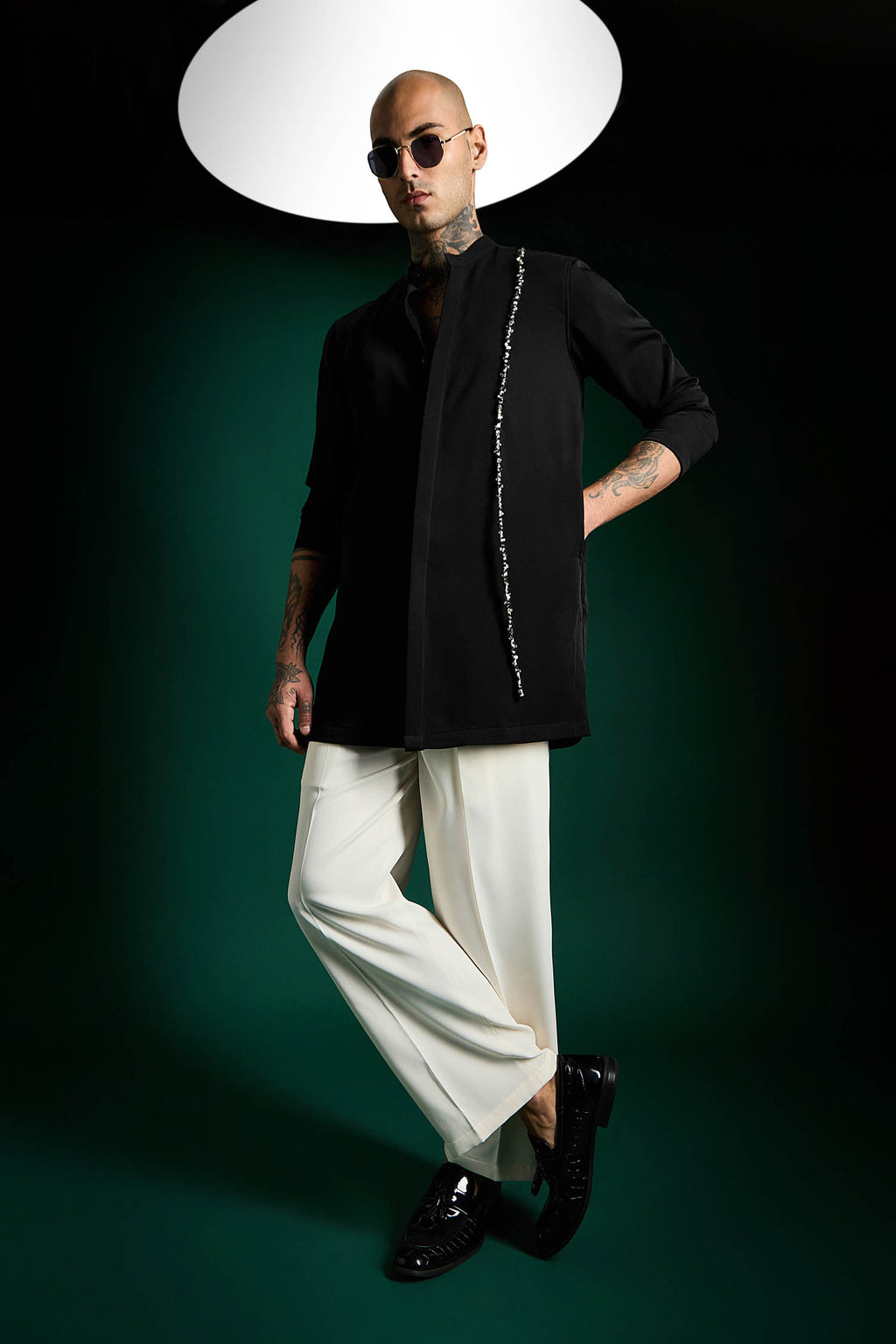 Brim Hand Embroidered Designer Kurta Set - Black